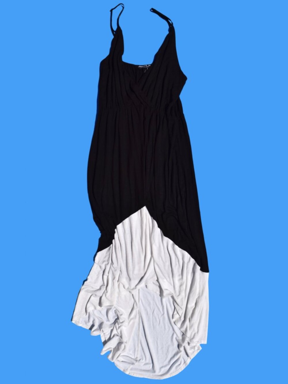 2010s Two Tone High Low Black Maxi Dress